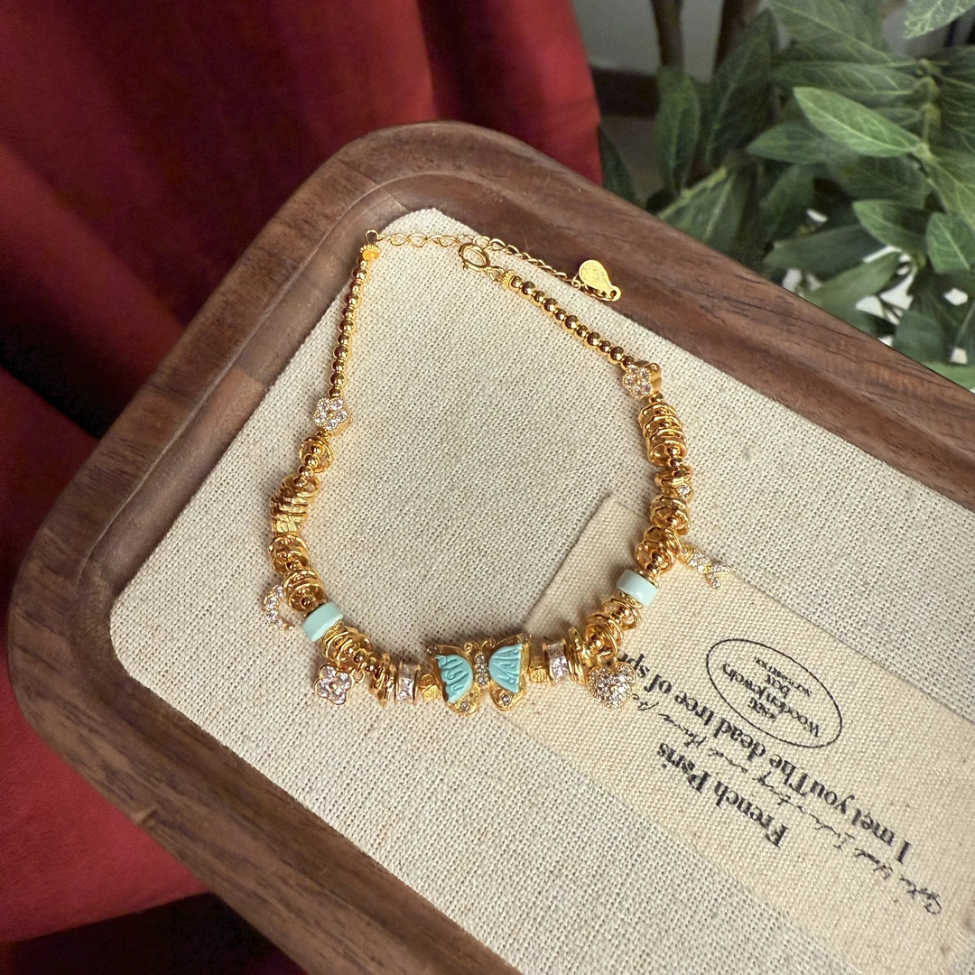 925银手链 重银版满锆蝴蝶手链s925银手链*多样性发