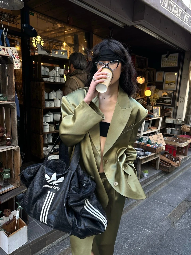【0122stepll】时尚休闲小众芥末绿西装鱼尾裙套装KKXMXH230125/26