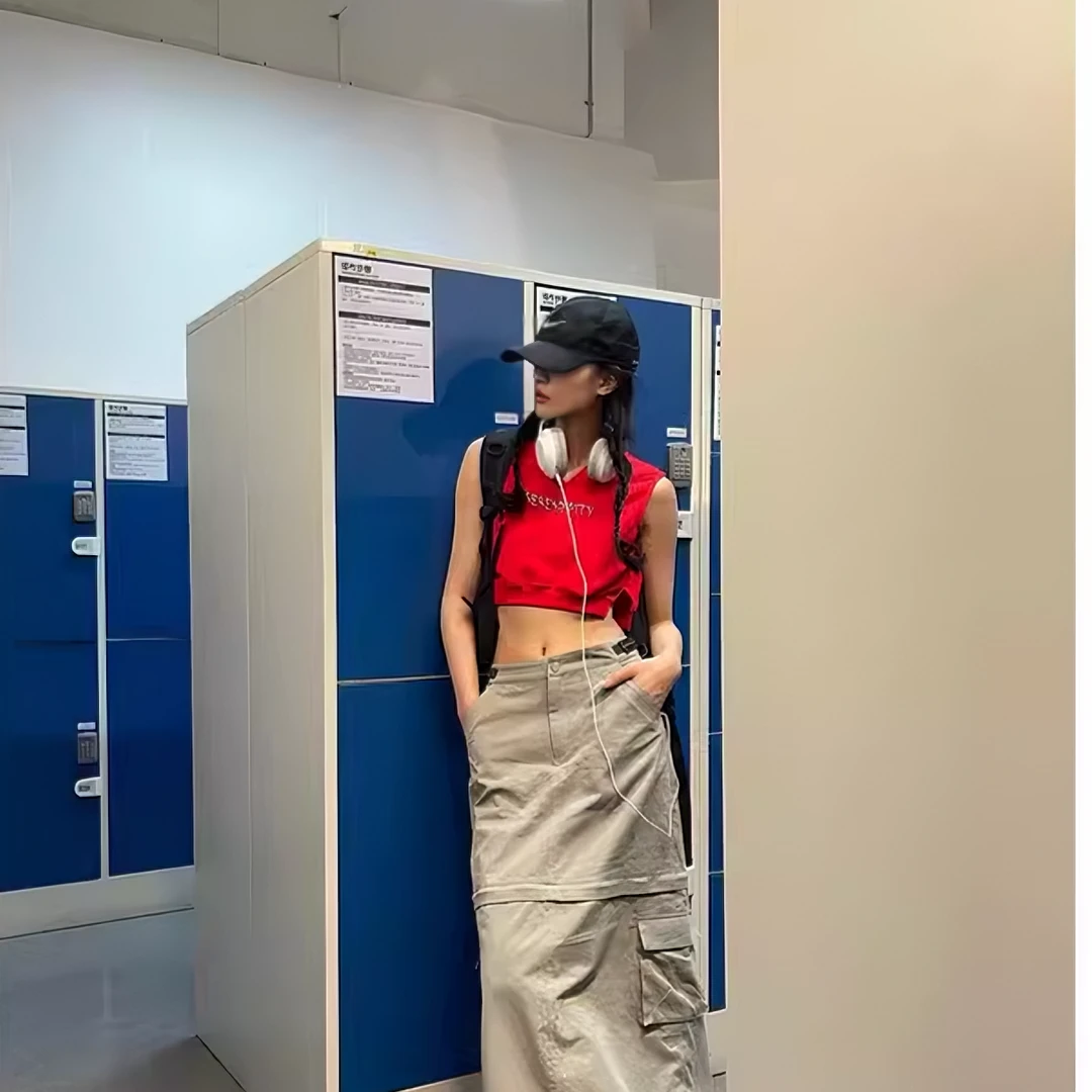 【粉丝专享价】【0122stepll】低腰半身裙灰豆绿直筒工装长裙