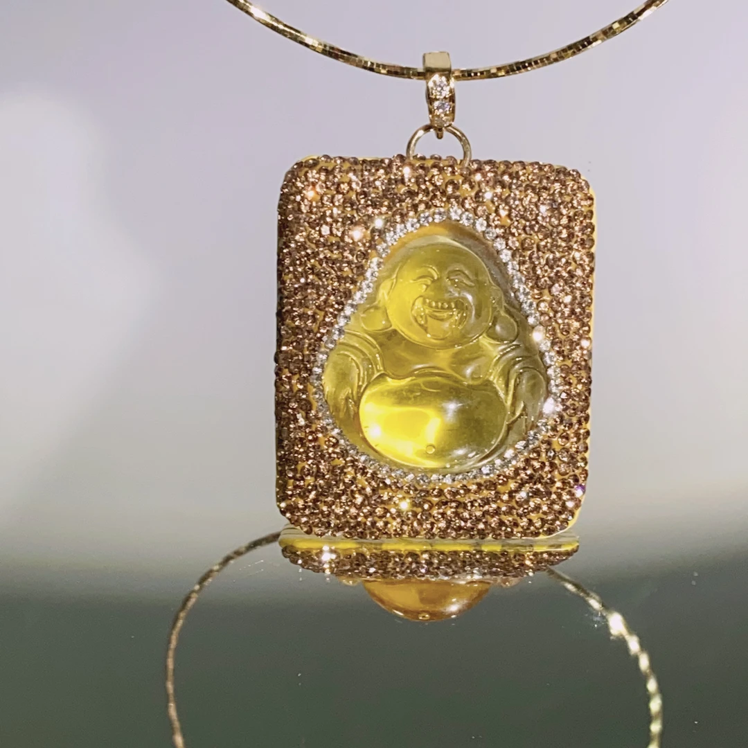 铜合金合成锆石吊坠 TTSD 黄色SHL正装小佛吊坠气质时尚轻奢 610