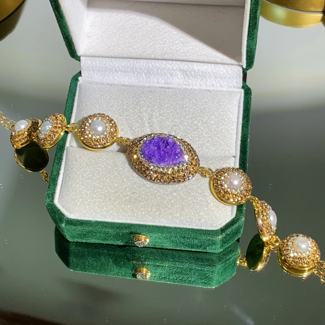 铜合金合成锆石手链 TTSD 紫色mn设计款手链 3069