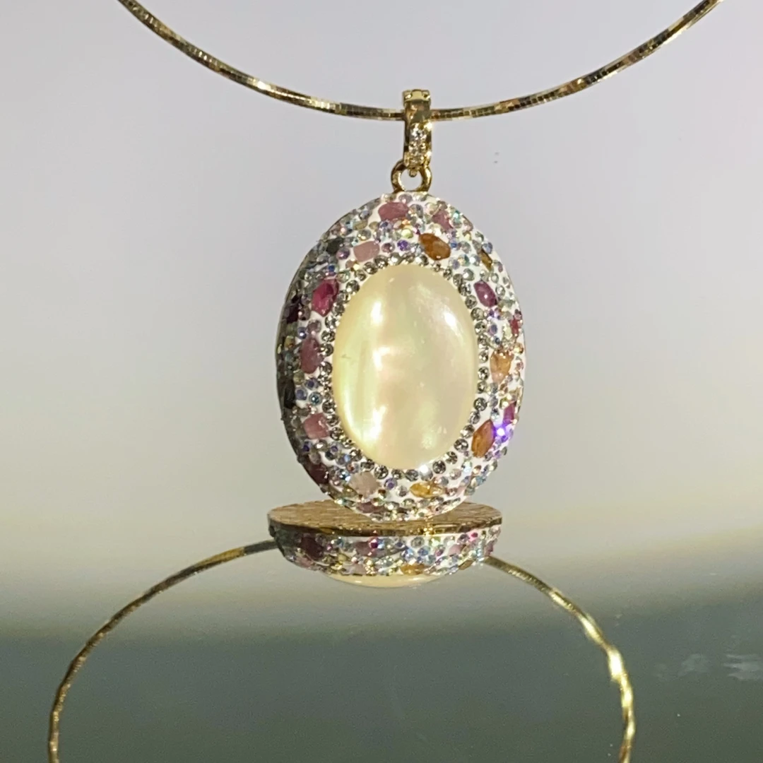 铜合金合成锆石吊坠 TTSD 澳洲BB椭圆形大裸面高级气质吊坠2065