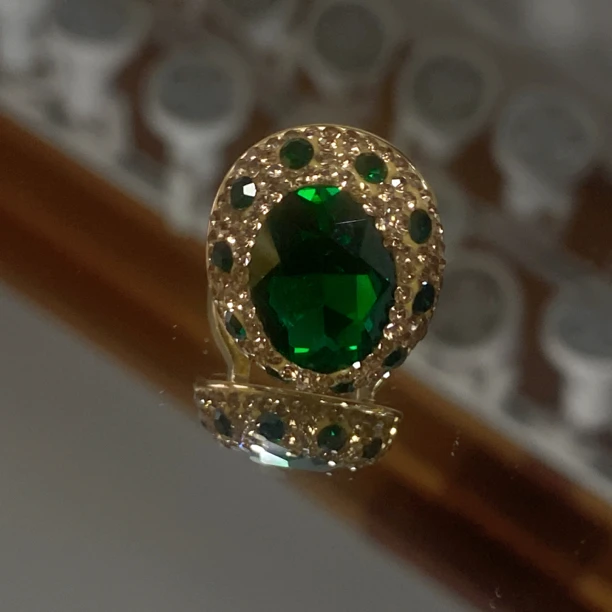 铜合金合成锆石戒指 TT SHL绿色戒指 欧美时尚潮流饰品4789