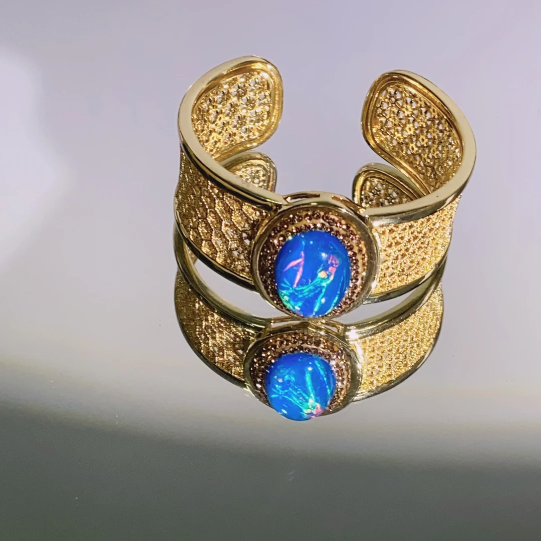 铜合金合成锆石手镯 TTSD 蓝色OP意大利宫廷风重工手镯2445