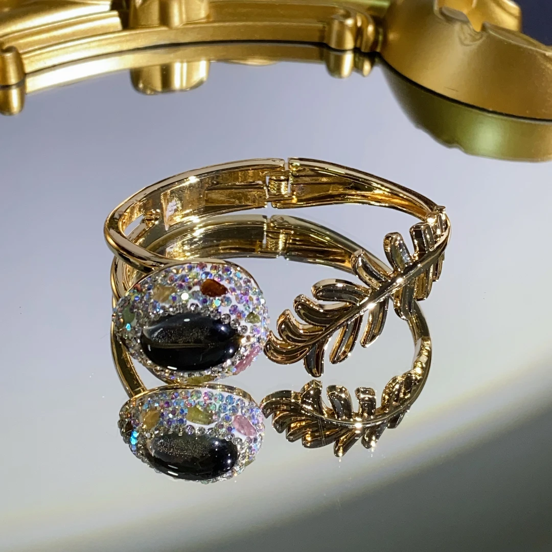 铜合金合成锆石手镯 TTSD 羽毛款感温S时尚手镯 3215