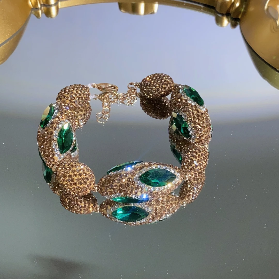 铜合金合成锆石手链 TTSD 绿色SHL水滴手链 2368