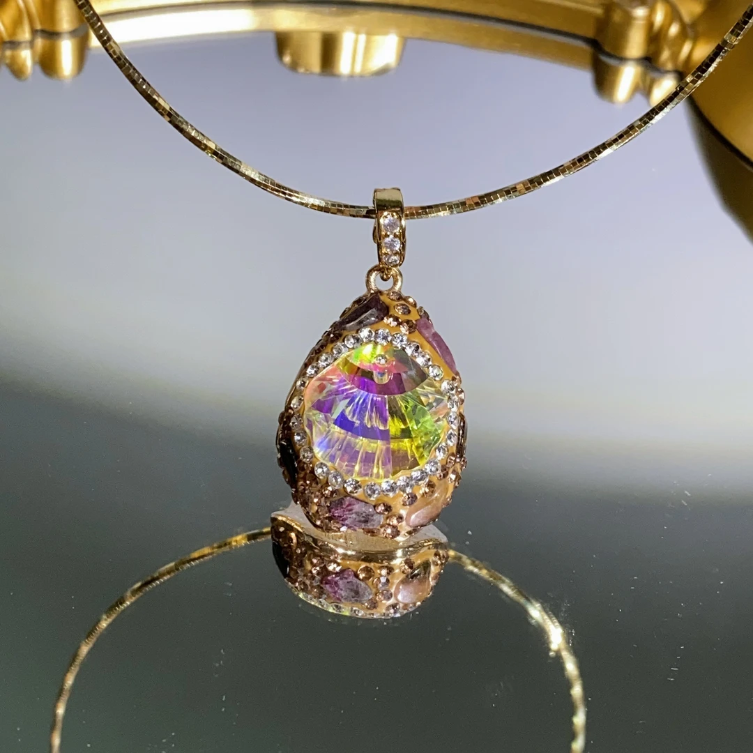 铜合金合成锆石吊坠 TTSD 浅黄SHL贝壳款吊坠 3054