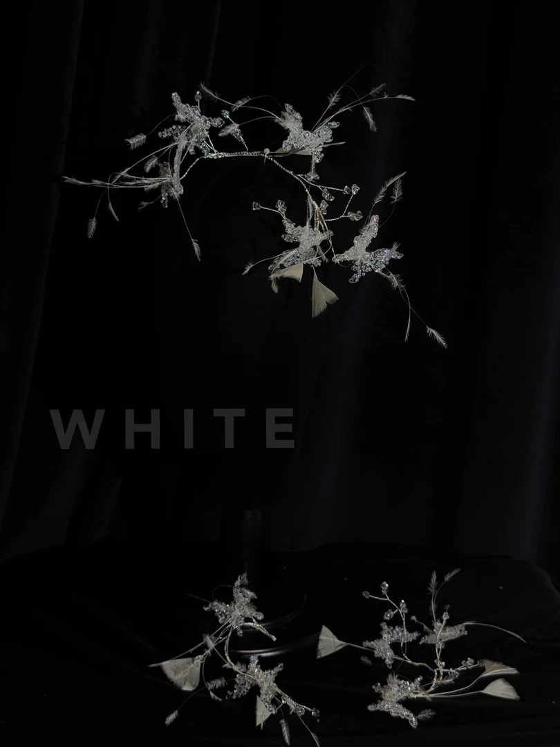非金属亚克力婚庆饰品 WHITE｜手作纯欲多用款头饰（三件套）
