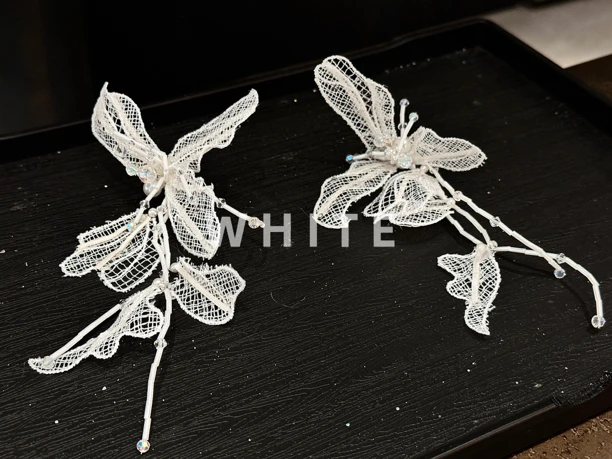 非金属耳饰 WHITE 蕾丝耳环手作