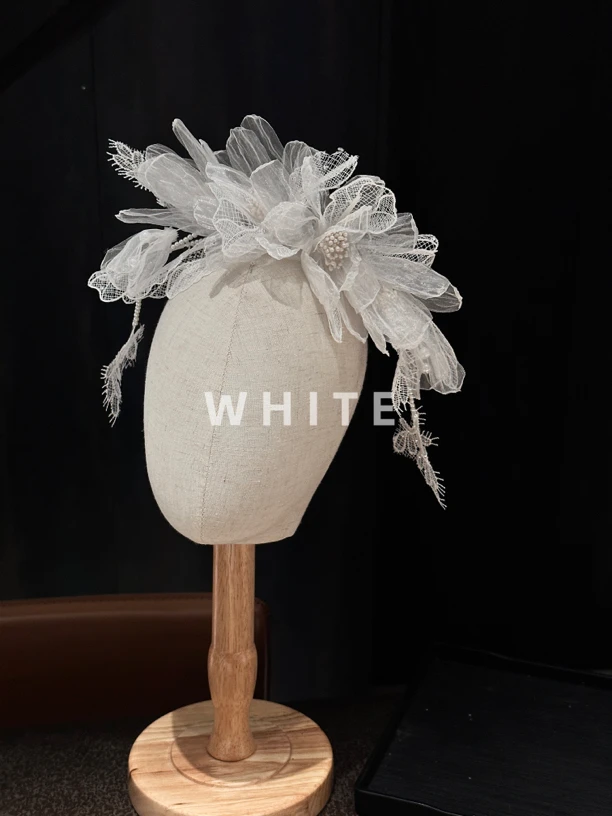 非金属婚庆饰品 WHIT T 氛围感大花造型白色网纱手作