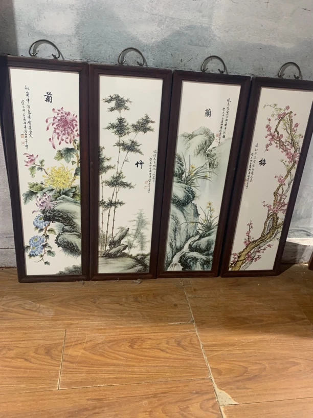 手工艺 非遗 梅兰竹菊瓷板