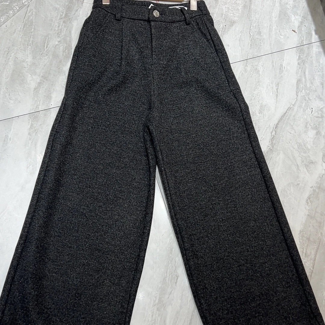 [ W i F i ]8069冬季新加绒松紧腰洋气宽松阔腿毛呢裤百搭休闲裤