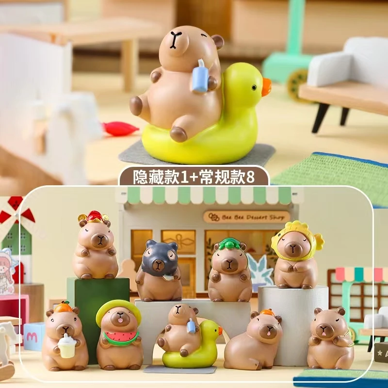 小憨豆卡皮巴拉手办盲盒创意潮玩水豚女生节日礼物批发桌面小摆件