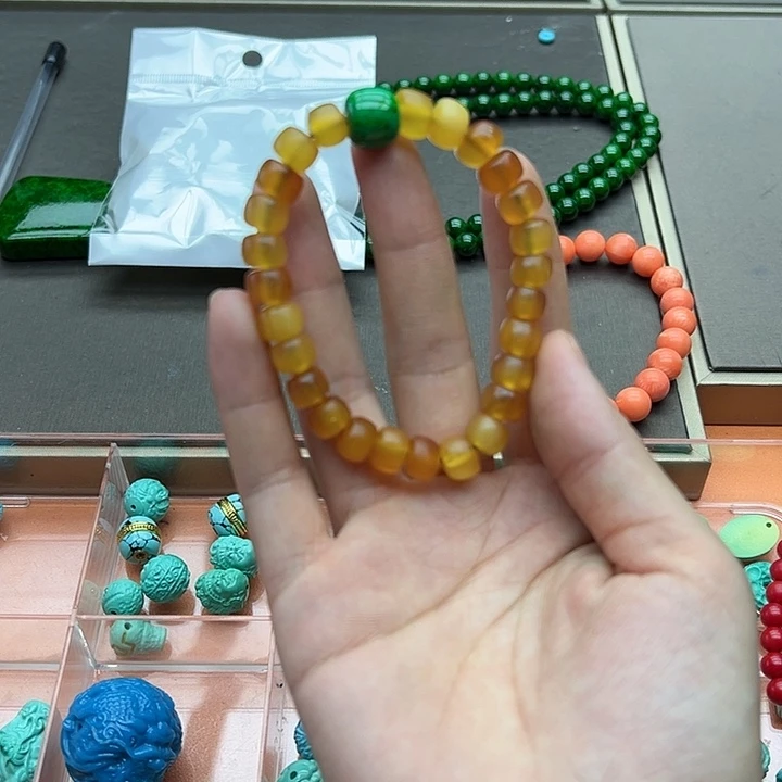 绿水晶手链银S925镶嵌