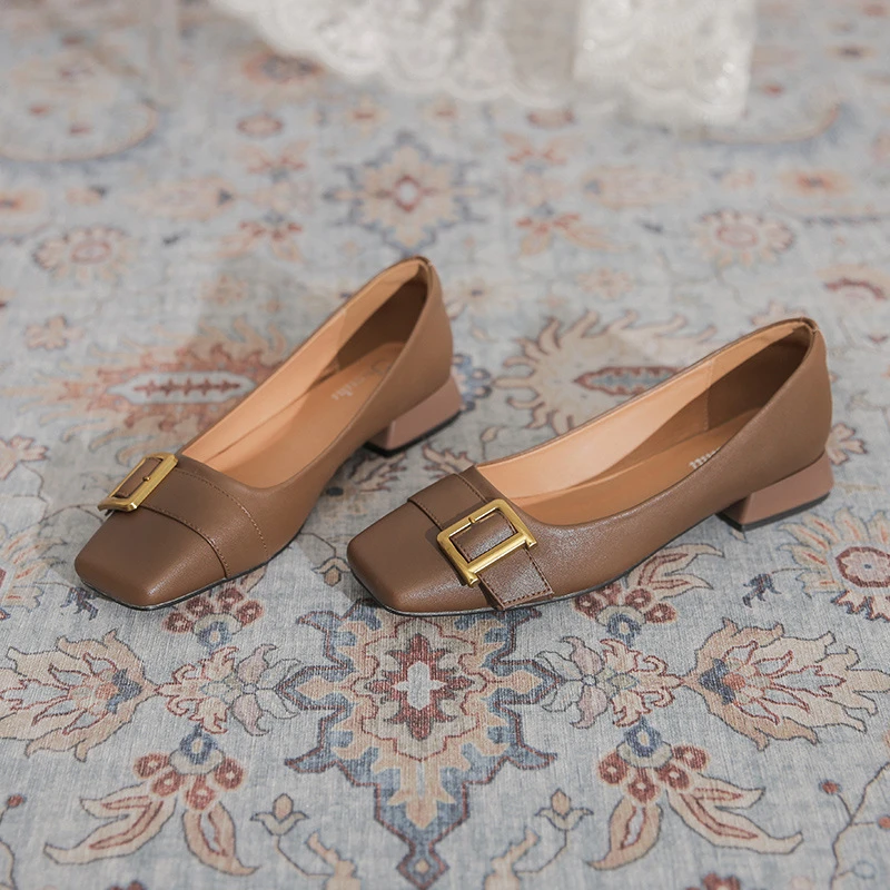 大梦新款【3CM】9338-1矮跟小方根通勤必备百搭女鞋