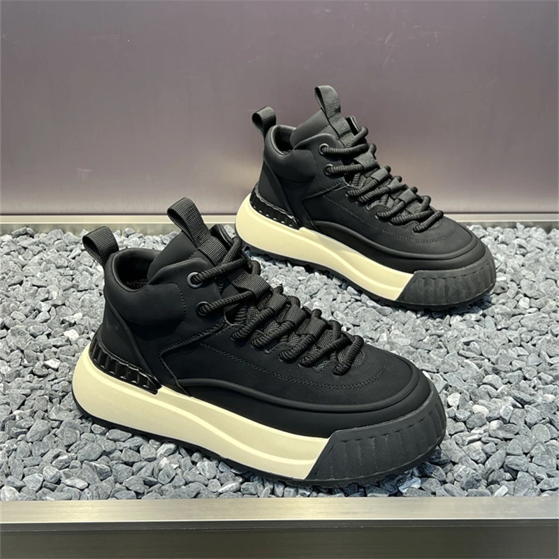 男鞋2024秋冬新款厚底户外休闲鞋加绒保暖老爹鞋高帮耐磨运动鞋男