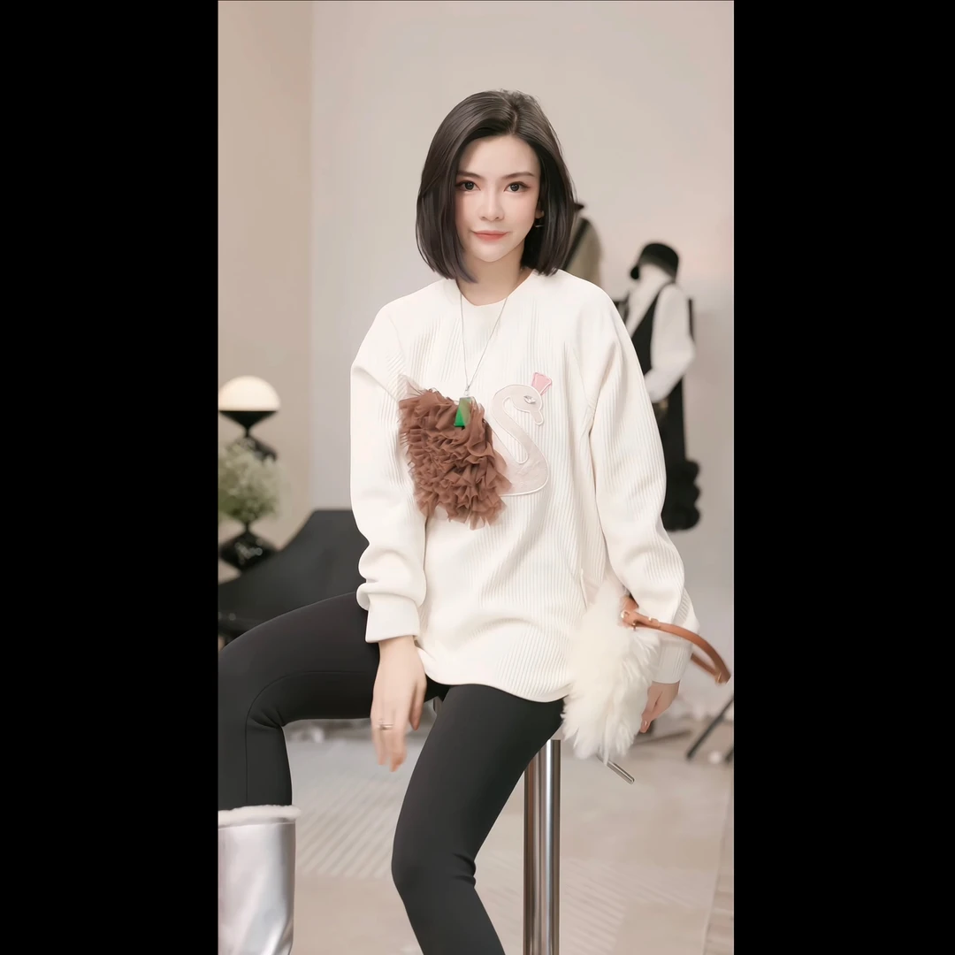 【燕子设计师品牌】小天鹅  简约百搭长袖上衣 18039 D