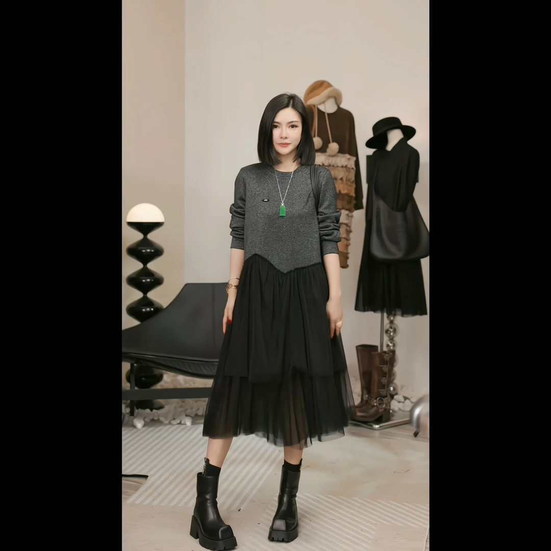 【燕子设计师品牌】星河流沙 清凉羽毛流光感显瘦连衣裙 18015 D