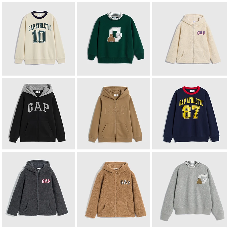 Gap冬季2023新款LOGO碳素软磨儿童卫衣集合链接7