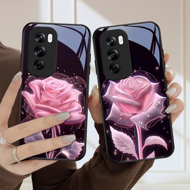 惊艳玫瑰适用opporeno12手机壳Reno12pro散热女款潮流保护套防摔