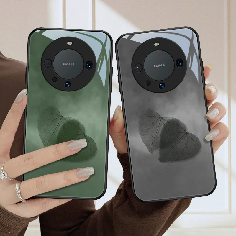 爱心树叶适用华为mate60pro手机壳HUAWEI60玻璃新款可爱创意小众
