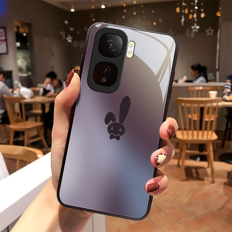 质感小兔适用iqooneo10手机壳Neo10pro玻璃女款高级感保护套情侣