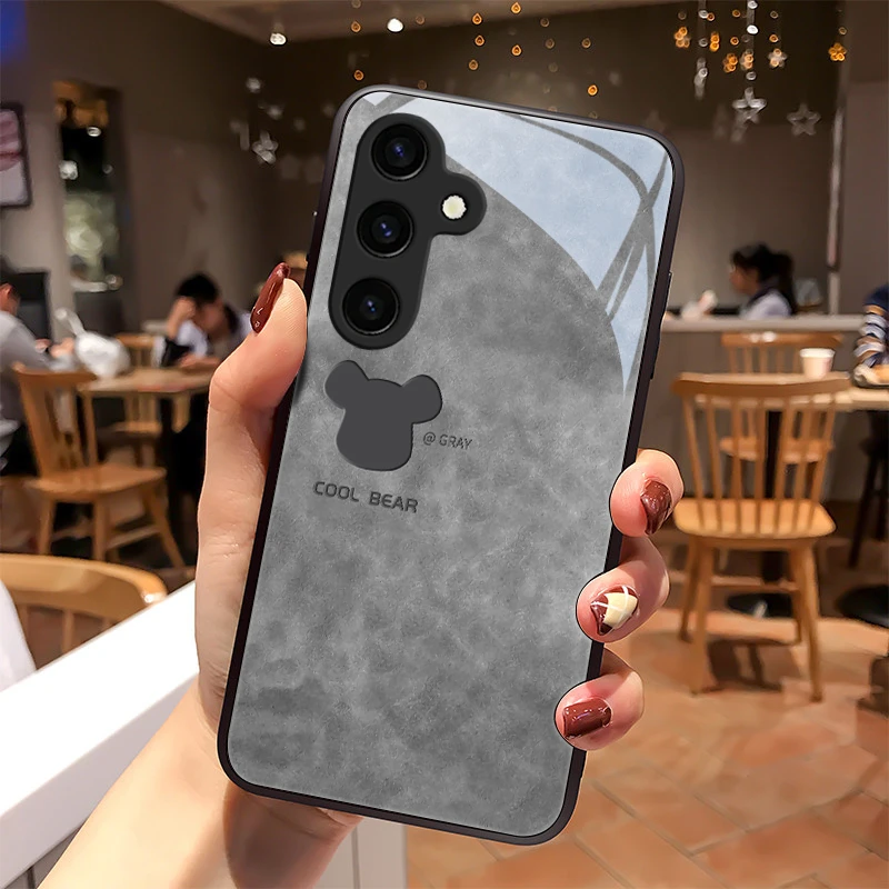 蓝灰熊适用三星S24手机壳GalaxyS24+玻璃S24Ultra散热潮牌硅胶全
