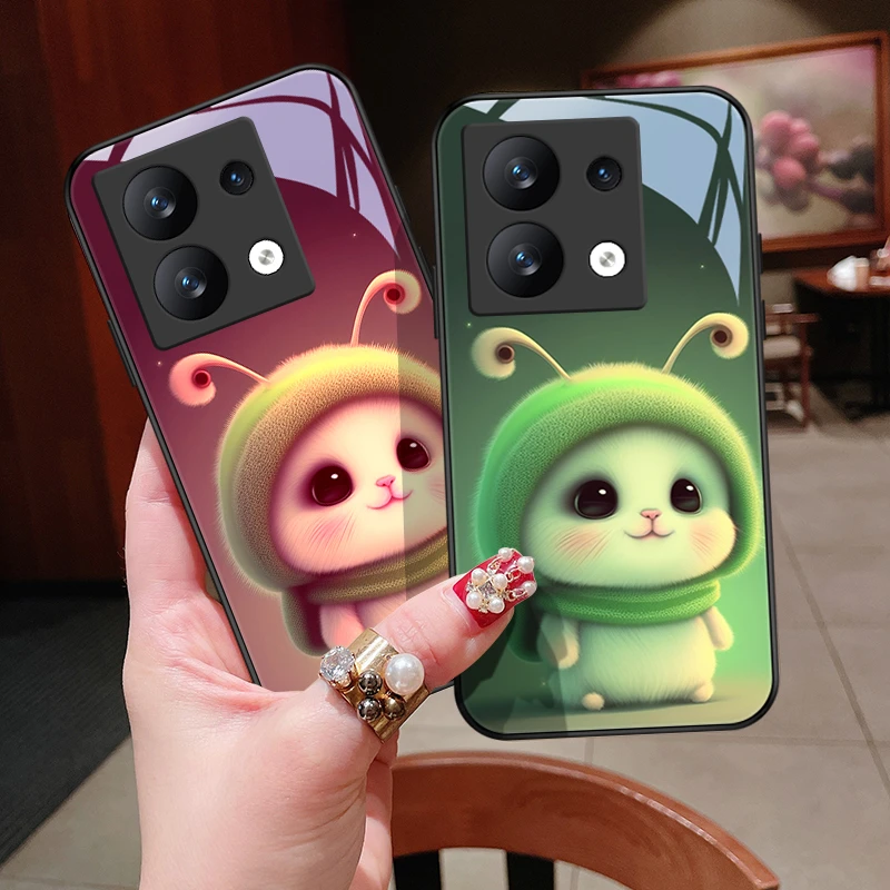 天线兔兔适用红米note13手机壳小米note13pro+玻璃保护套女款情侣