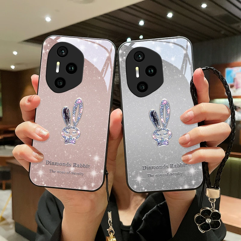 星闪小兔适用荣耀300Ultra手机壳高级荣耀300Ultra玻璃壳女挂绳软