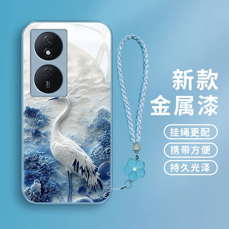 云中白鹤适用荣耀play8T女款play6T/6Tpro手机壳play5Tpro金属漆