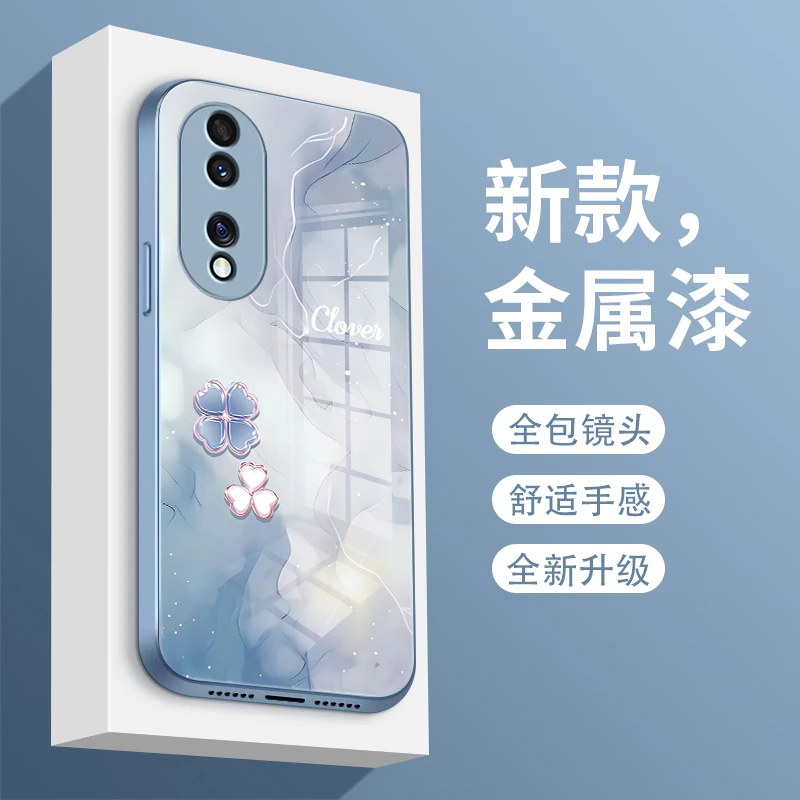 彩墨爱心适用华为荣耀70手机壳honor70pro玻璃女款70pro+时尚金属