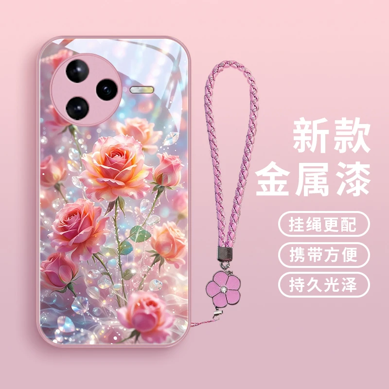 靓晶花朵适用小米红米k80手机壳红米k80pro玻璃防摔女款全包镜头
