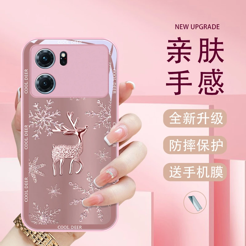 质感小鹿适用oppok10手机壳K10pro玻璃k10x女款oppok9金属漆k9pr