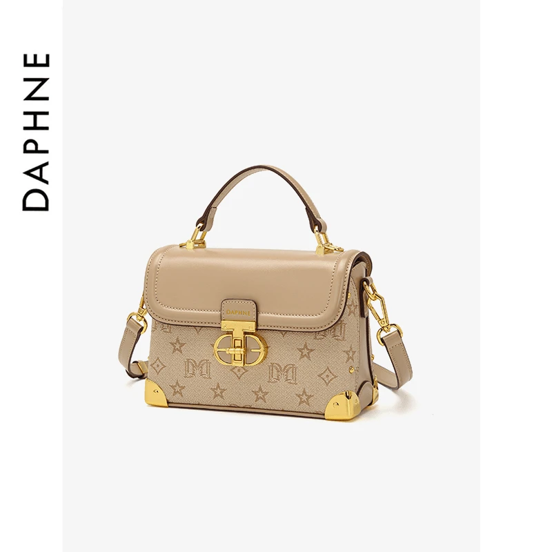 Daphne/达芙妮轻奢盒子包老花经典时尚小众百搭复古斜挎包10256