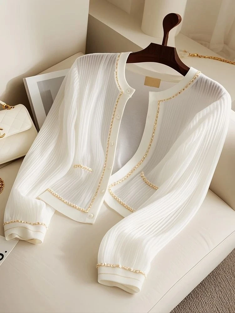 2559#今年流行别致漂亮白色衬衫女早秋法式高级感长袖洋气上衣