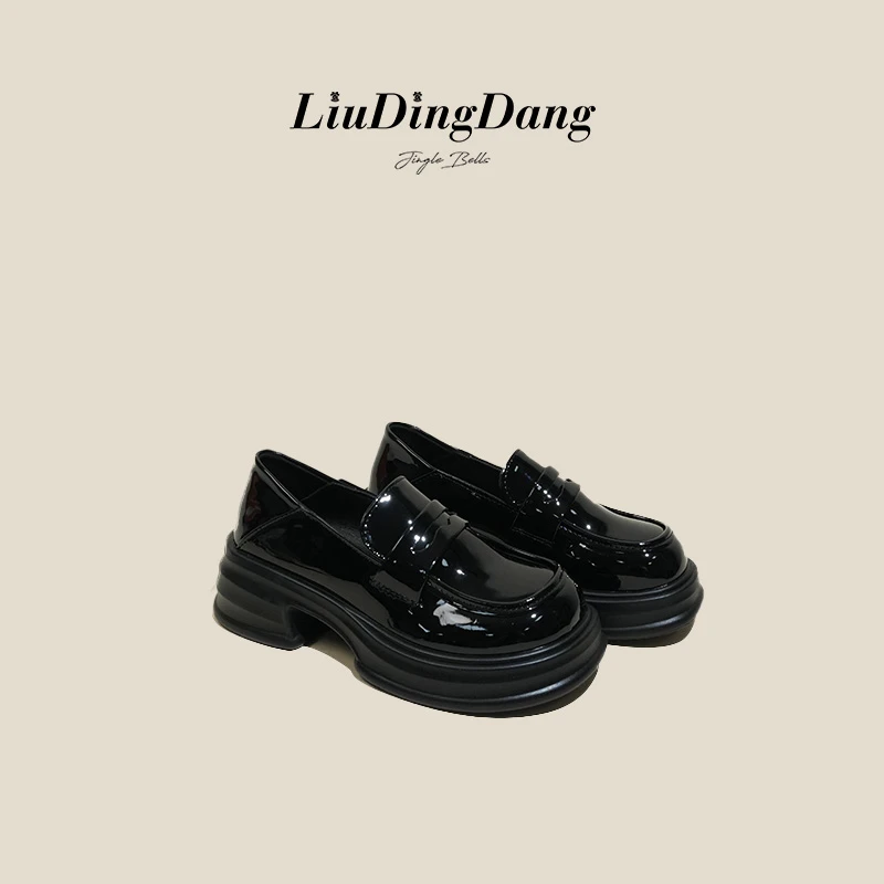 圆头厚底单鞋女黑色学院风小皮鞋百搭英伦乐福鞋2025正装鞋子jk鞋