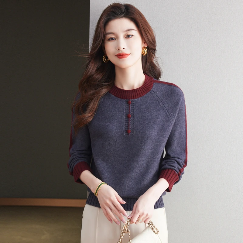 秋装新款套头减龄时尚洋气针织衫毛衣女春秋1549