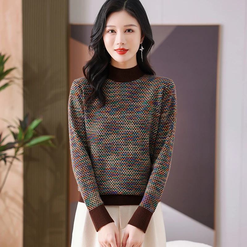 【绵羊毛】秋冬新款套头减龄时尚洋气针织衫毛衣女秋冬8619