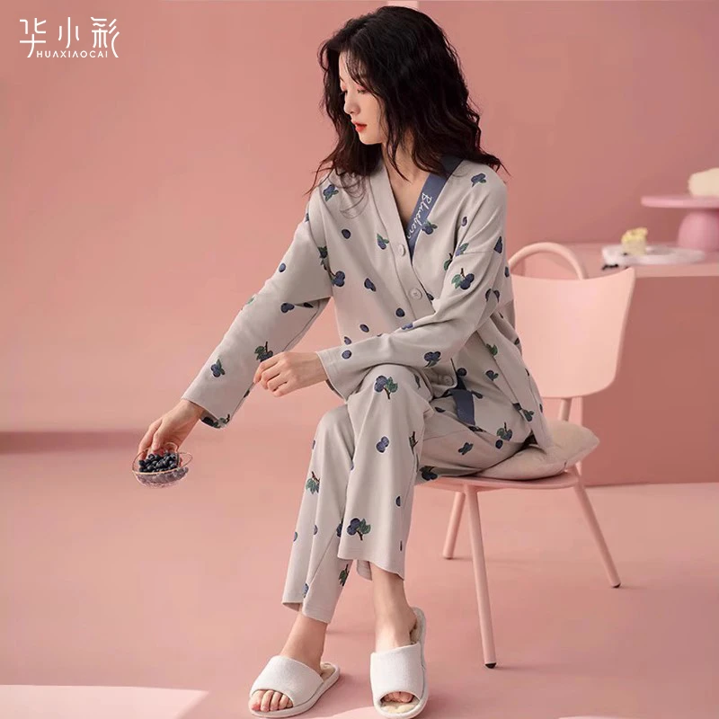 2025新款睡衣女士春秋季纯棉长袖月子开衫休闲大码宽松家居服套装