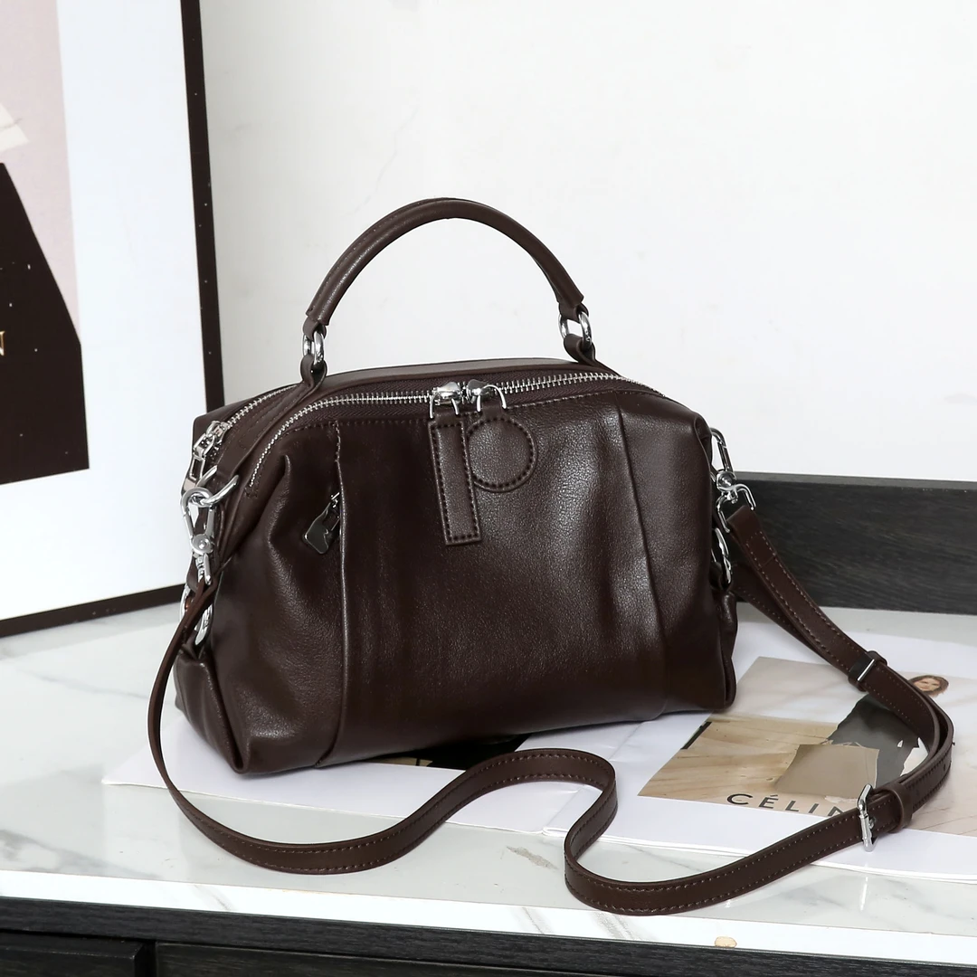 2024秋冬新款斜挎包单肩手提包时尚气质休闲百搭女士真皮复古女包