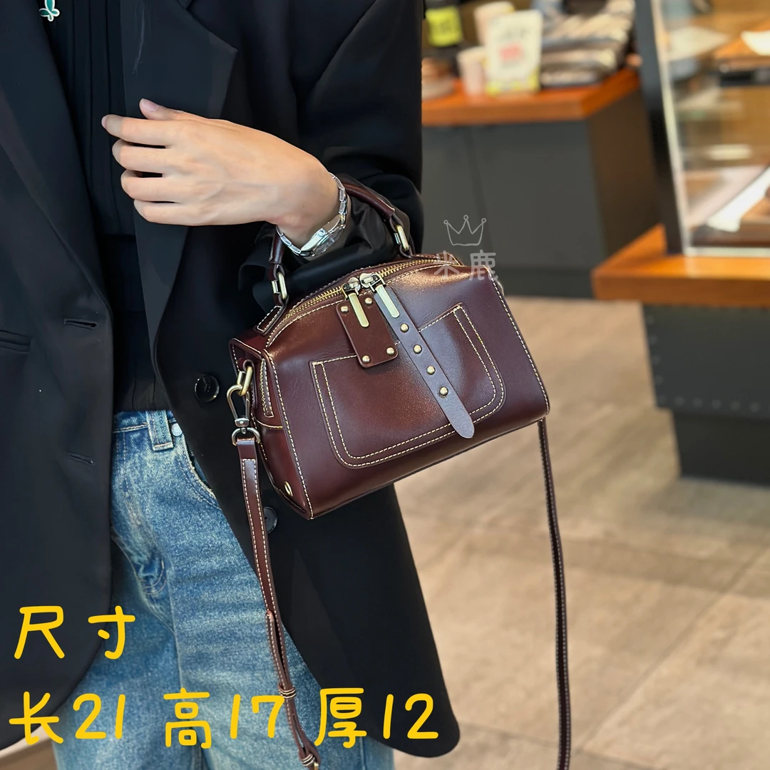 新款手提包单肩斜挎包时尚百搭真皮实用款女士简约包包3176