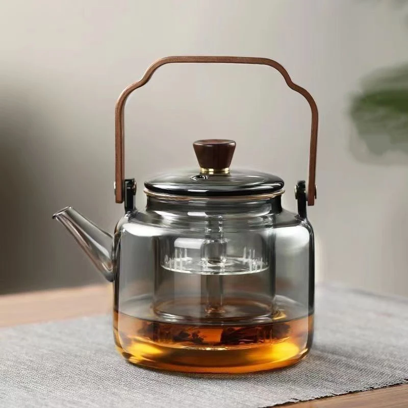家用加厚煮茶器提梁壶耐热煮茶壶茶具高硼硅大容量蒸煮一体两用
