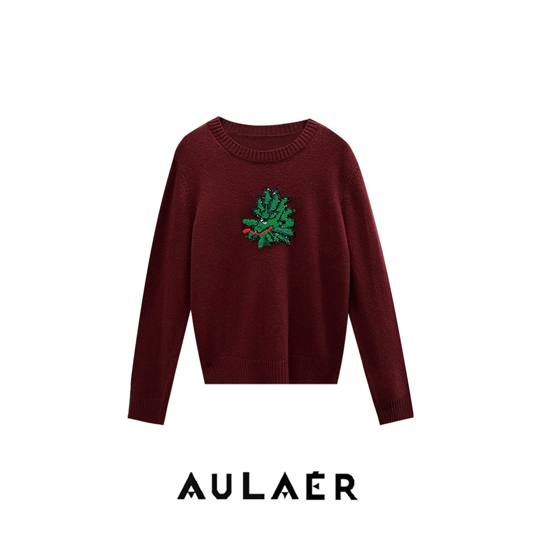 AULAER/澳拉尔【可可专属】手工绣花立体龙头图案针织衫ALE236908