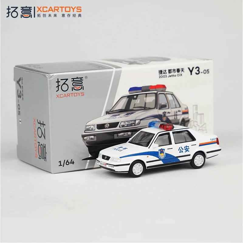 拓意合金车模1/64捷达都市春天警车微缩模型仿真儿童玩具汽车摆件