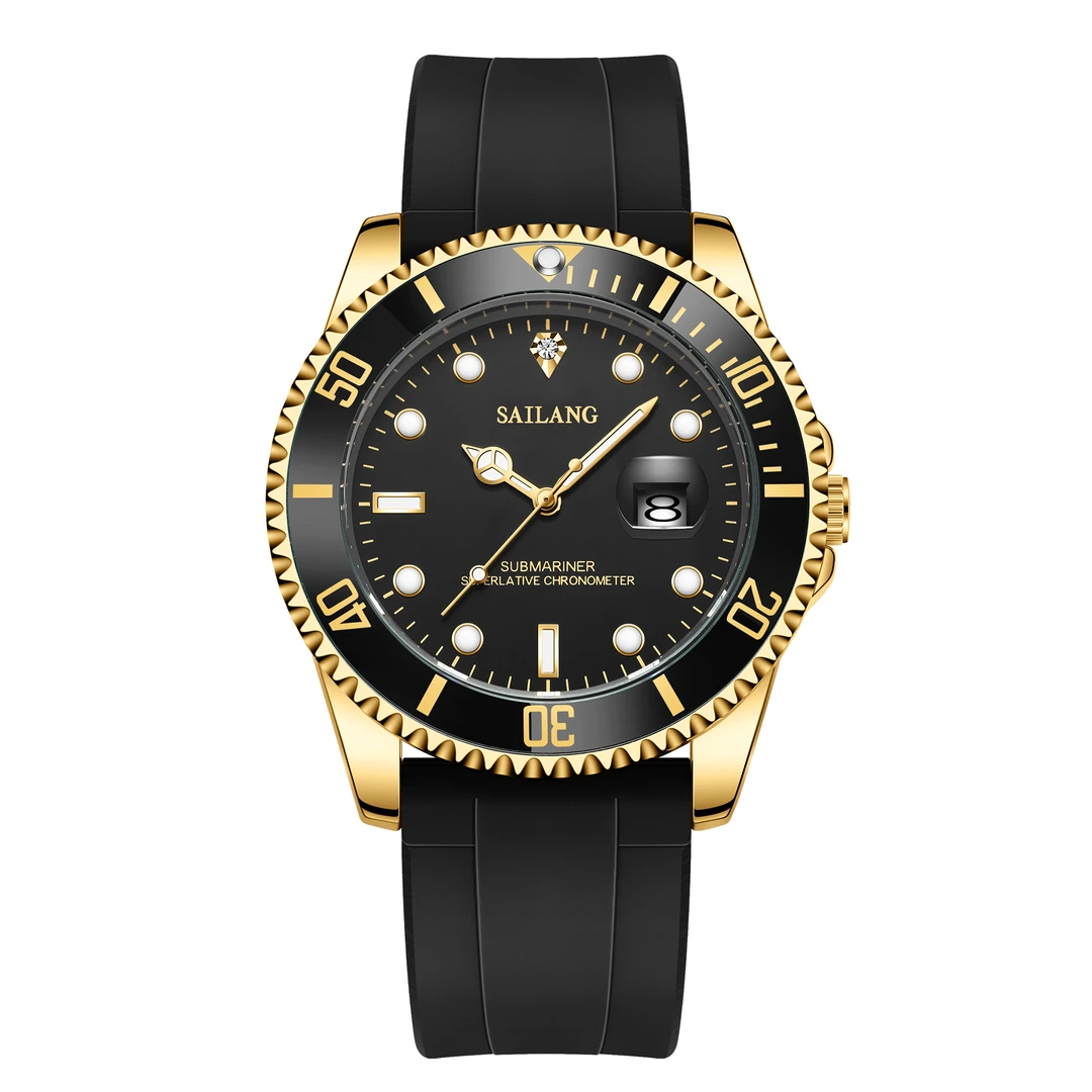 【商】SAILANG新款黑金游艇经典时尚硅胶带男士腕表6613