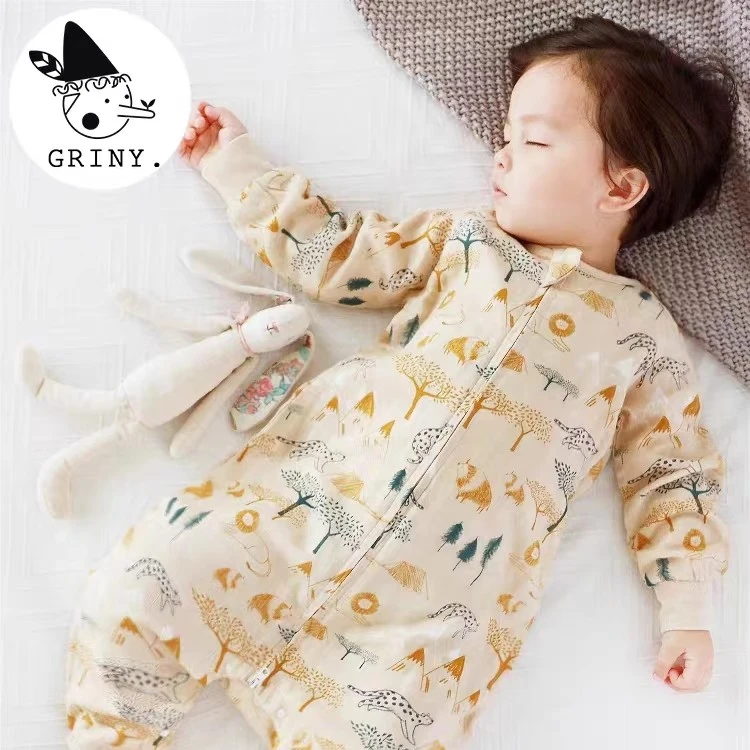 【薄夹棉 10-20℃】Griny薄夹棉天然竹棉纱布睡袋秋冬保暖宝宝防踢被