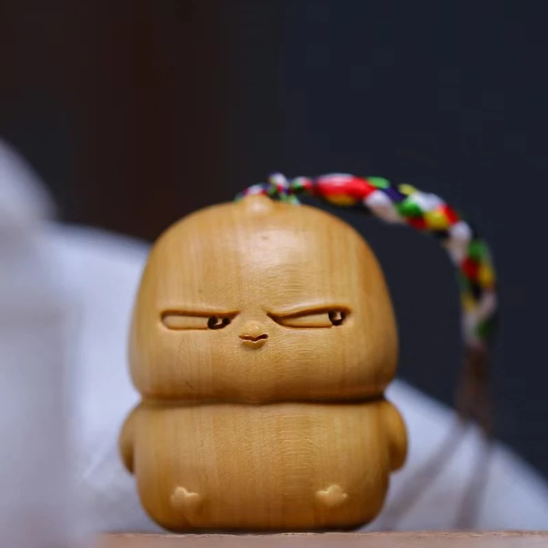 指尖玩物 手工创意 黄杨木小黄 鸡-大吉大利雕刻干净原木