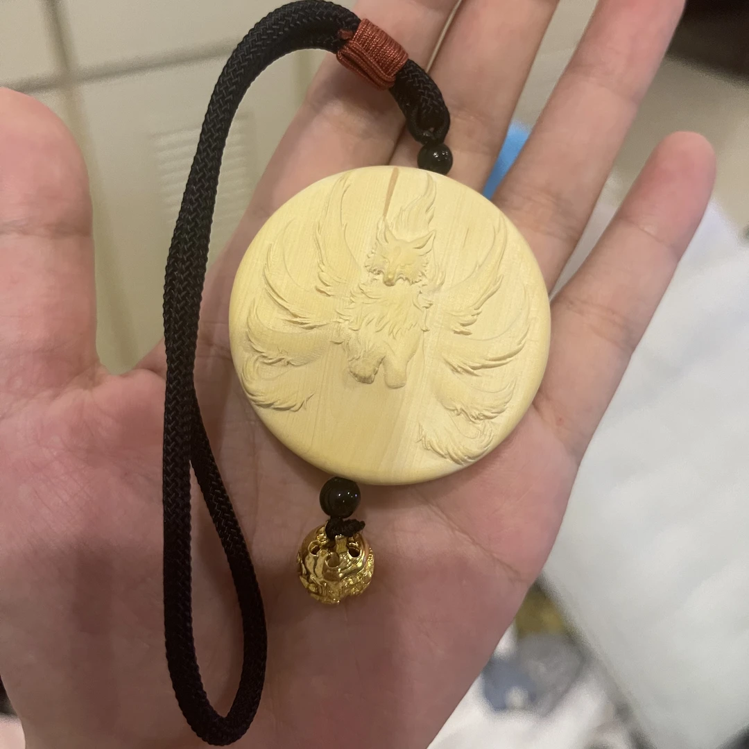 黄杨木九尾狐美女挂件把玩件车挂盘玩非遗国潮礼品手办