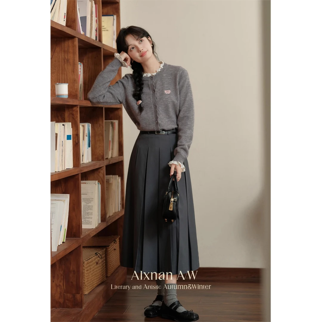 ALXNAN「秋风日记」安可雷毛衣半身裙两件套时尚套装QYM002272