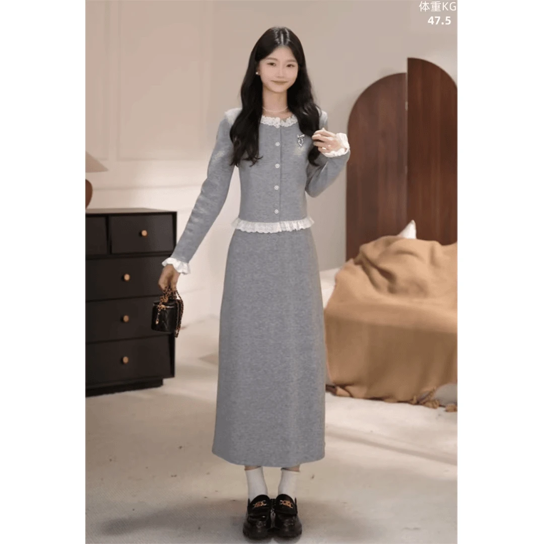 鹿向南「梦纱花语」甜美慵懒风女上衣半裙套装DYL661337